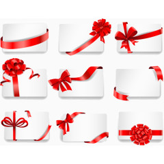 时尚卡片红色蝴蝶结丝带矢量素材