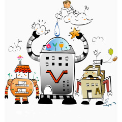 矢量梦幻卡通人物插画