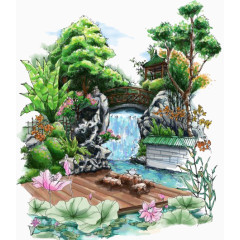 户外手绘景观图