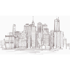 手绘曼哈顿城市建筑