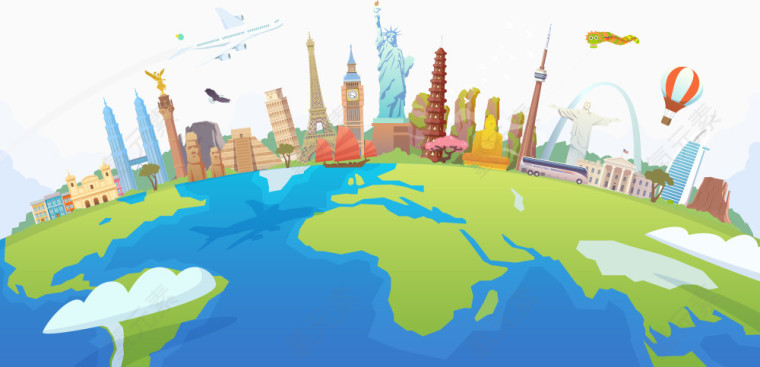 矢量地球上的建筑