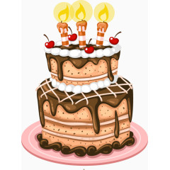 蛋糕蜡烛手绘三周年扁平化