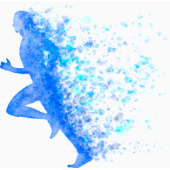 矢量手绘蓝色奔跑的人