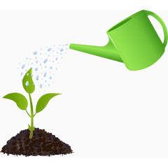 手绘绿色浇水花洒