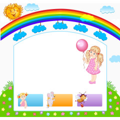 矢量彩虹与女孩