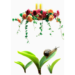花朵蜗牛花园装饰元素