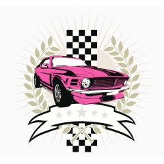 粉色赛车图案