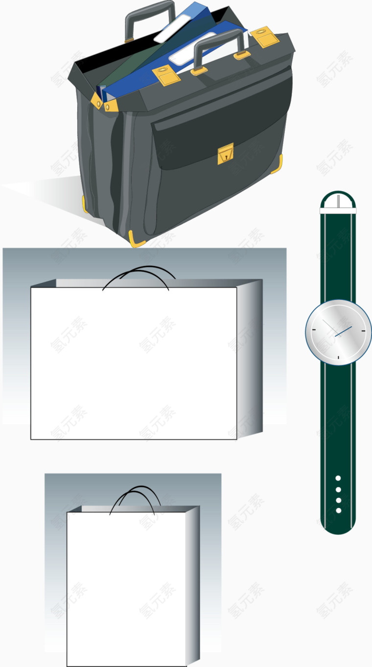 上班族物品公文包和手表