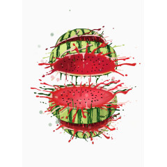 西瓜切开喷溅效果