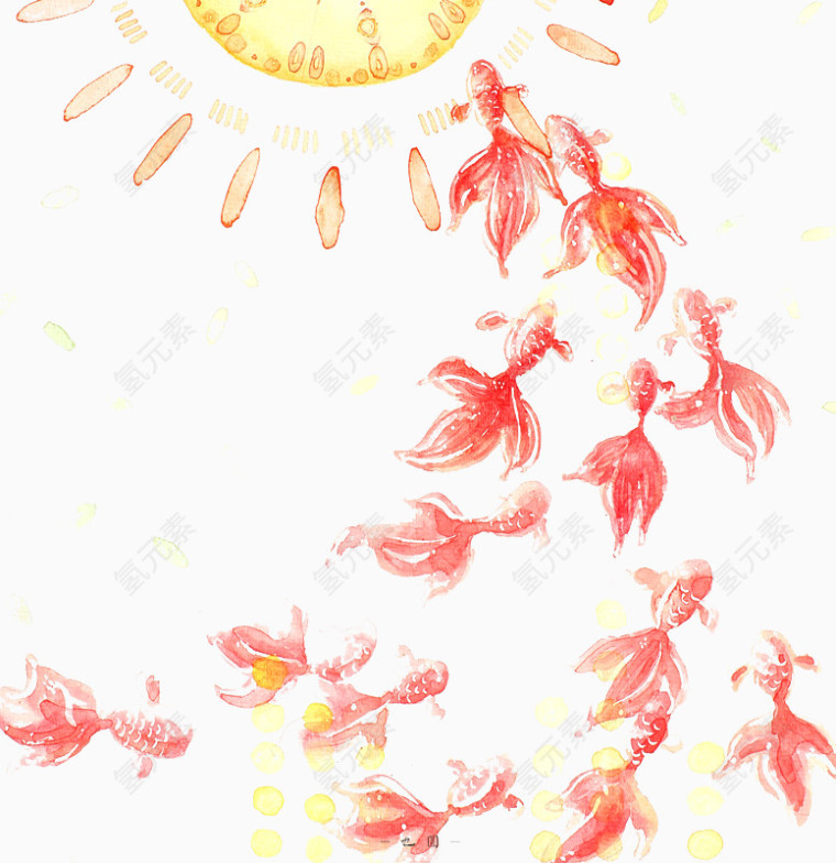 游向太阳的金鱼群