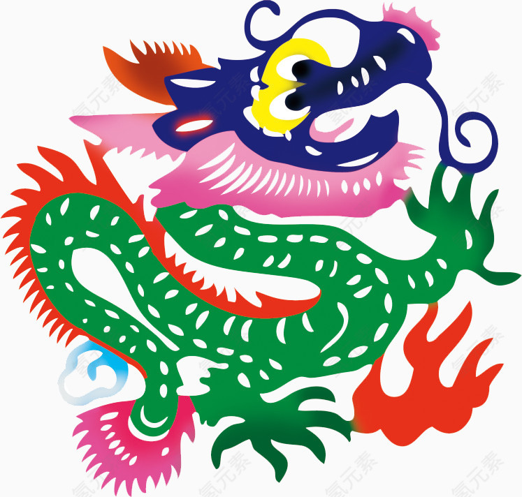 中国风生肖剪纸龙