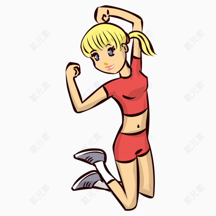 年轻的活力女孩健身卡通素材