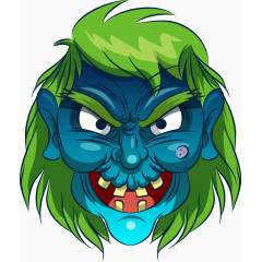 矢量手绘绿色卡通老巫婆