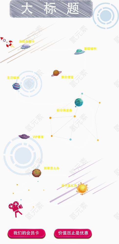 卡通矢量太空易拉宝