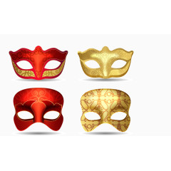 金色红色花纹面罩