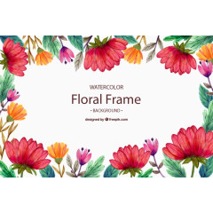 水彩手绘植物花环免费下载