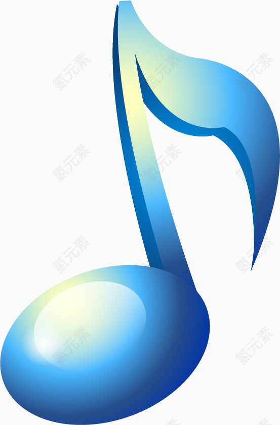 矢量手绘蓝色音符