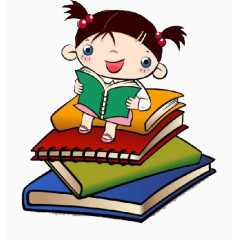 小女孩读书免抠素材