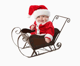 做圣诞老人车的婴儿