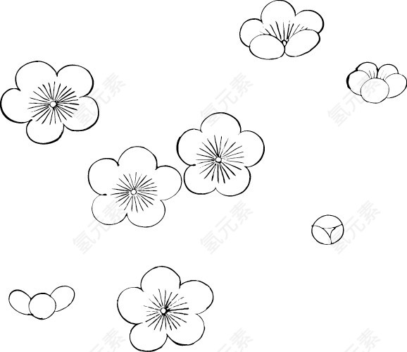 日本风格花草矢量素材