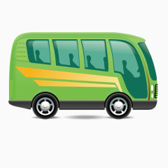 矢量绿色公交车中巴车