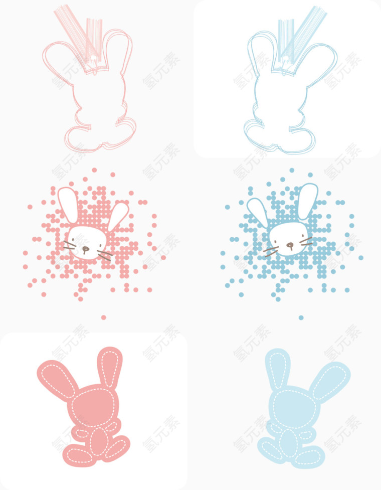 小兔子矢量卡片背景底纹素材
