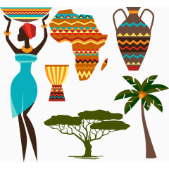 矢量非洲原始部落素材草原