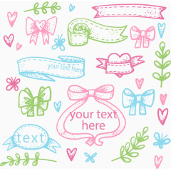 小清新手绘春天装饰蝴蝶结