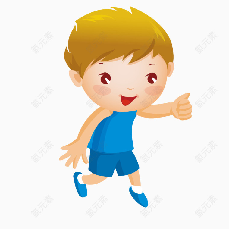 蓝色运动服装的小男孩