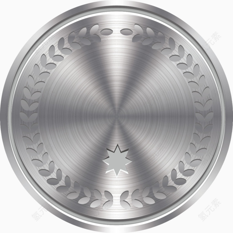 矢量手绘银色金属质感硬币