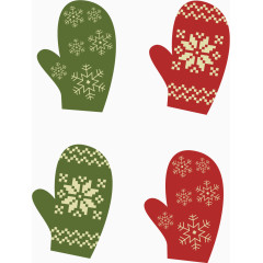 矢量圣诞扁平手套