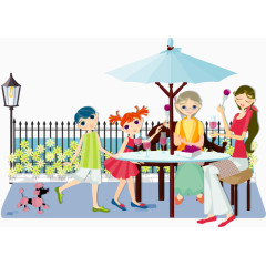 公园闲聊矢量图