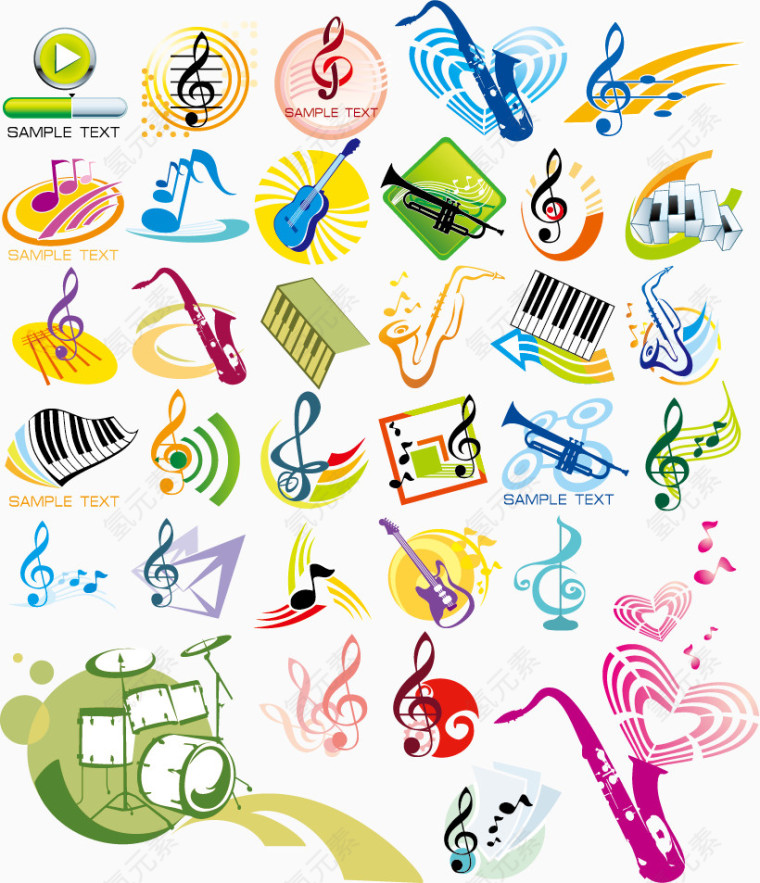 音乐主题矢量图标