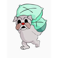 背着袋子的小狗