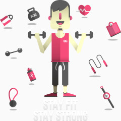 矢量手绘扁平健身的男人