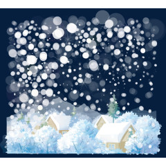 冬季小镇雪景矢量素材
