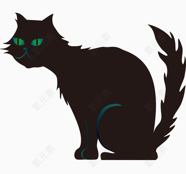 矢量黑色炸毛猫咪