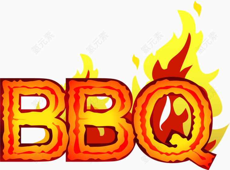 矢量手绘BBQ火焰