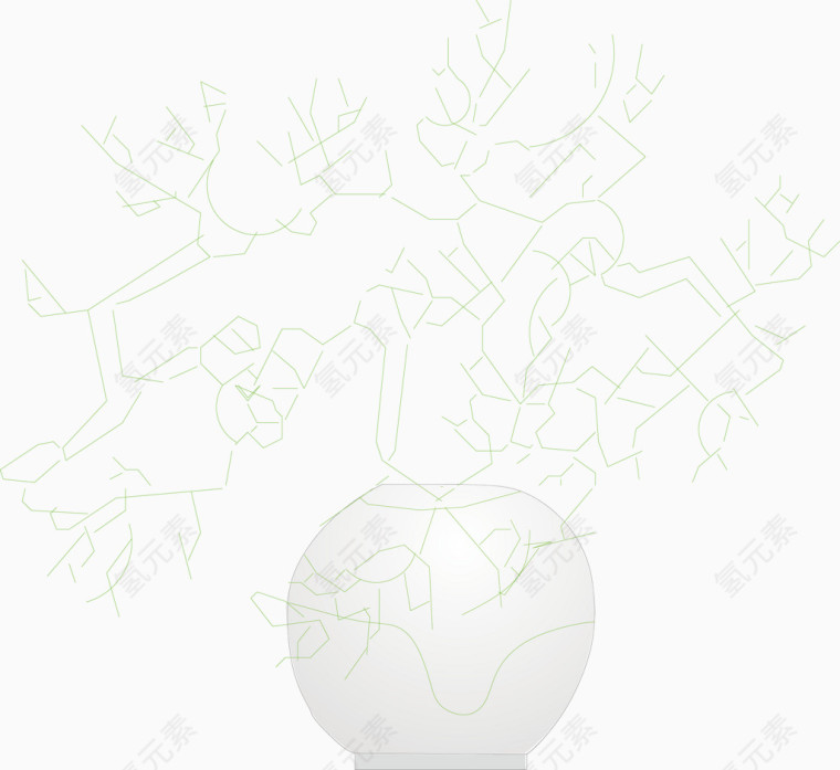 矢量装饰花瓶线描