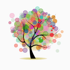 彩色圆点树图片素材