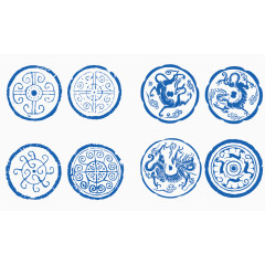 矢量青花瓷花纹