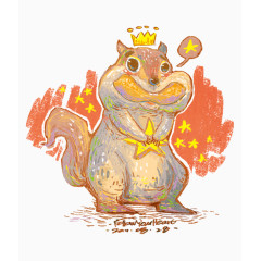 可爱儿童手绘插画松鼠