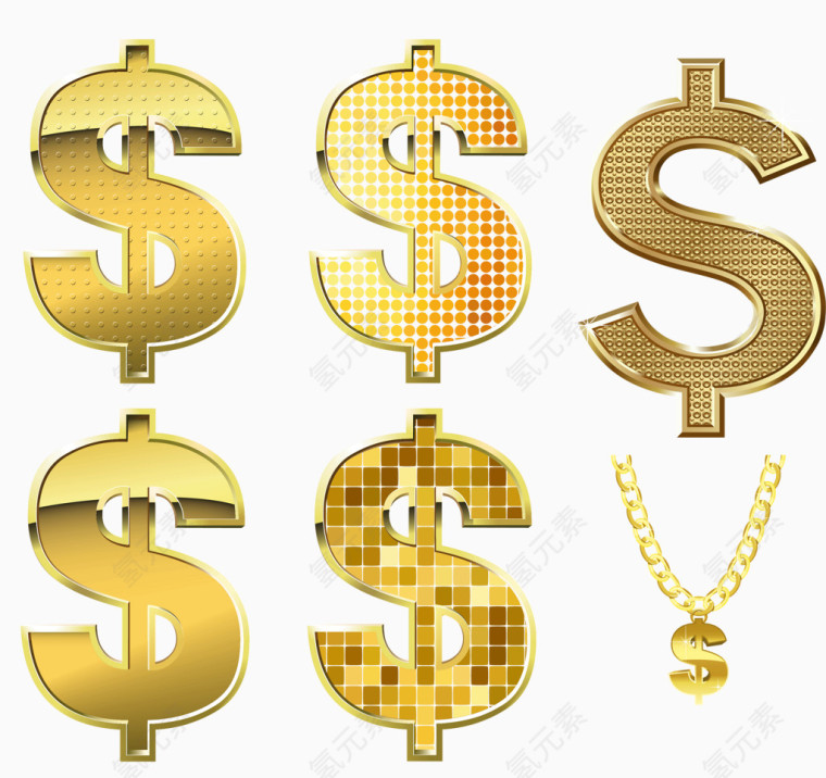 耀眼钻石金钱符号设计矢量素材