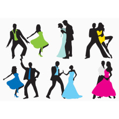 矢量男女蹦迪动作