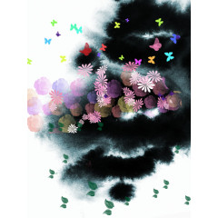 水墨画花瓣飞舞