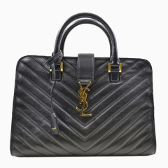 圣罗兰黑色女士牛皮手提包