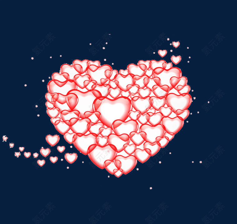 水晶气泡组合成的爱心