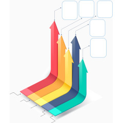 矢量手绘彩色向上箭头