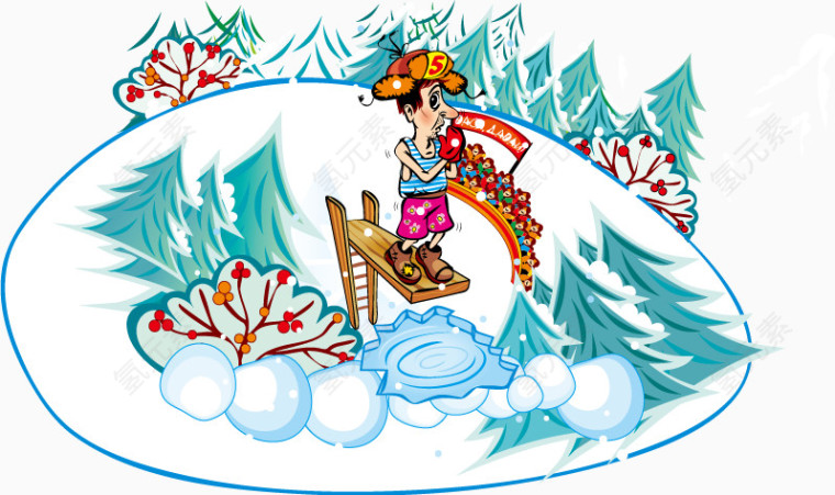 矢量冰雪世界插画