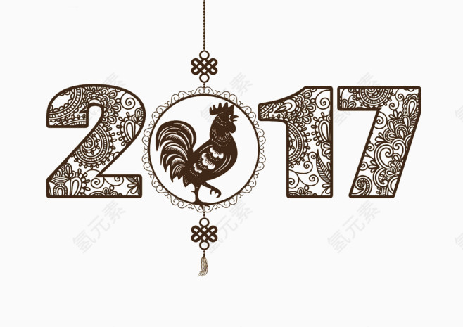 花纹装饰鸡年数字